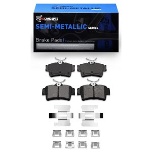Ford Mustang Brake Pads - Rear - R1 Concepts - Semi Met Pads & Hardware Kit - `94-`04